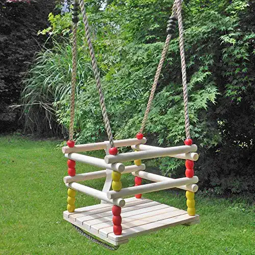 Gitterschaukel HERMIC Babyschaukel, aus Holz, verstellbare Seile