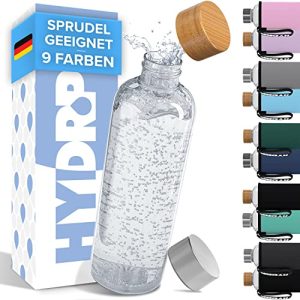 Glas-Trinkflasche 1l HYDROP ® Glasflasche mit Schutzhülle