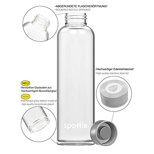 Glas-Trinkflasche 1l spottle ® Glasflasche mit Neoprenhülle 950ml