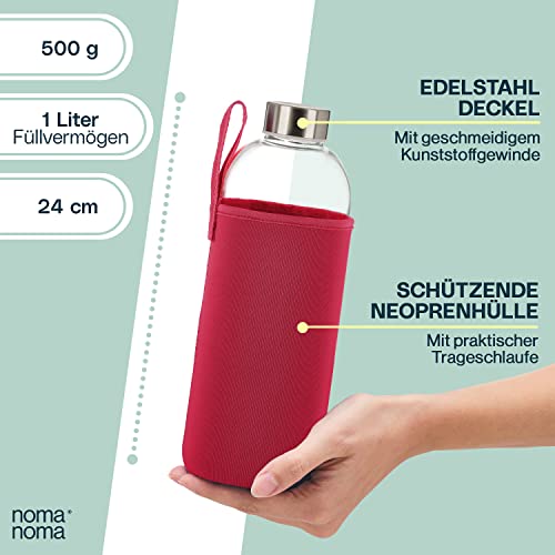 Glasflasche 1 l NOMA NOMA ® Neoprenhülle, Edelstahldeckel