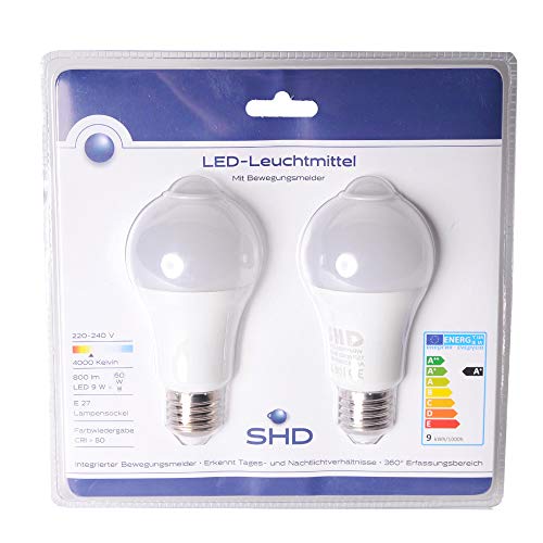 Glühbirne mit Bewegungsmelder SHD LED E27 SET 2 Glühbirnen