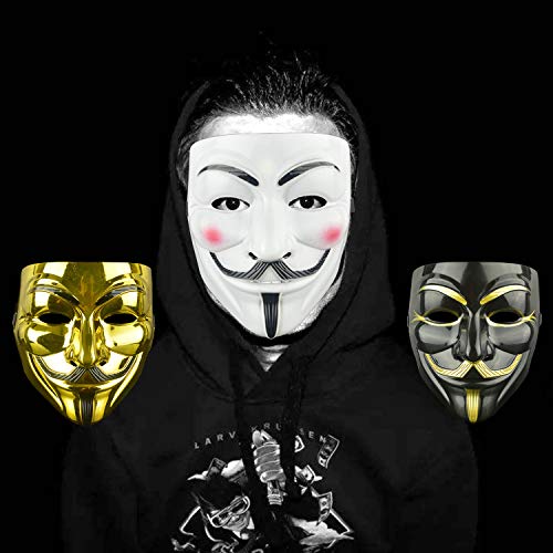 Guy-Fawkes-Maske DWTECH für Erwachsene/Kinder, 3 Stück