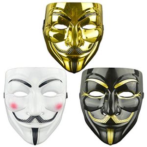 Guy-Fawkes-Maske DWTECH für Erwachsene/Kinder, 3 Stück