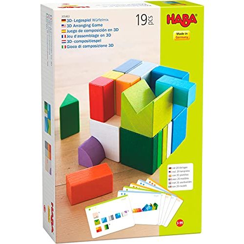 Haba-Holzbausteine HABA 305463, 3D-Legespiel Würfelmix