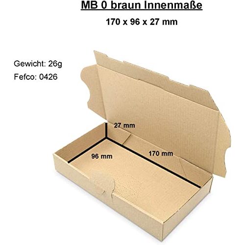 Kartons verpacking 25 Maxibrief Braun 180 x 100 x 30 mm