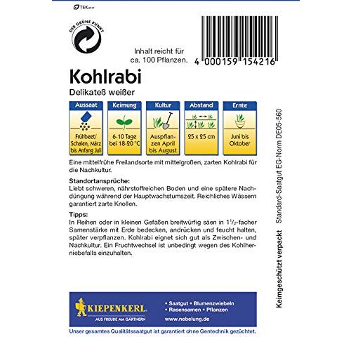 Kohlrabi-Samen Kiepenkerl Kohlrabi Delikatess weisser
