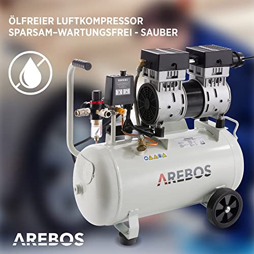 Kompressor 24l Arebos Flüsterkompressor 800W Ölfrei