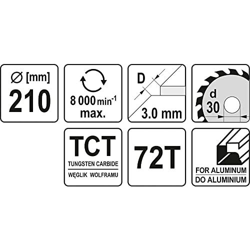 Kreissägeblatt für Aluminium Yato HM 210 x 30, 72 Zähne