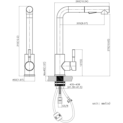 Küchenarmatur ausziehbar CECIPA Hochdruck Wasserhahn
