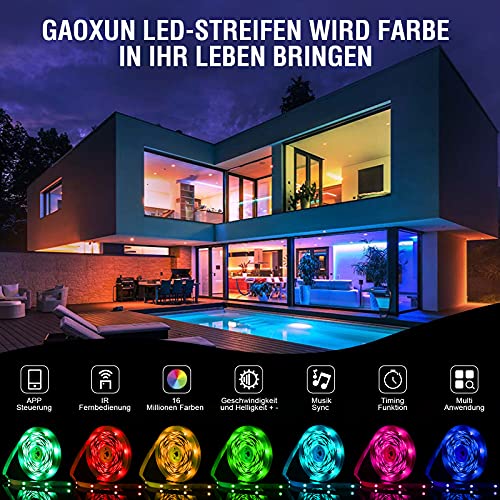 LED-Streifen 10m Gaoxun LED Strip 10M, RGB LED Streifen