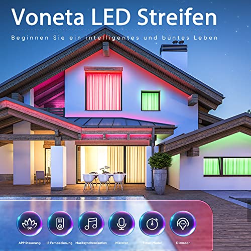 LED-Streifen 10m Voneta LED Strip 10M, RGB Smart Farbwechsel