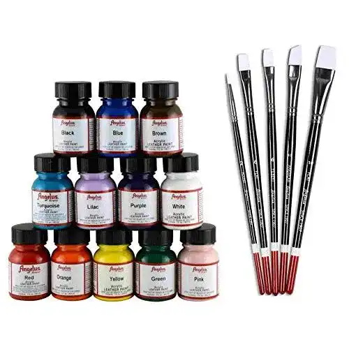 Lederfarbe Angelus Set: 12x 29,5ml und 5X Pinsel