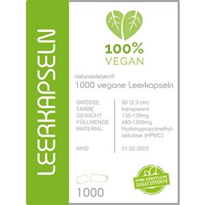 Leerkapseln naturverlesen 1000 Stück vegane Größe 00