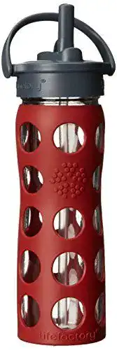 Lifefactory-Trinkflasche Lifefactory Straw Cap, rot, 475ml