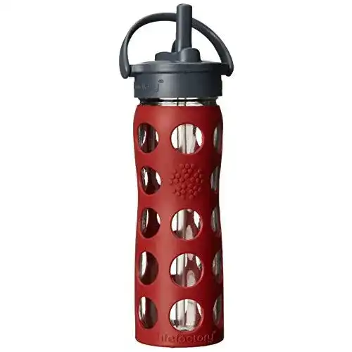 Lifefactory-Trinkflasche Lifefactory Straw Cap, rot, 475ml