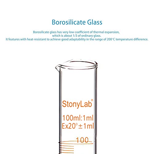 Messzylinder stonylab 3er Pack 10 ml, 50 ml, 100 ml Borosilikatglas