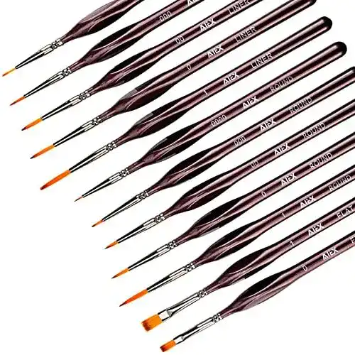 Modellbau-Pinsel AIEX 12 Stück Feiner Detail Pinsel Set Miniatur