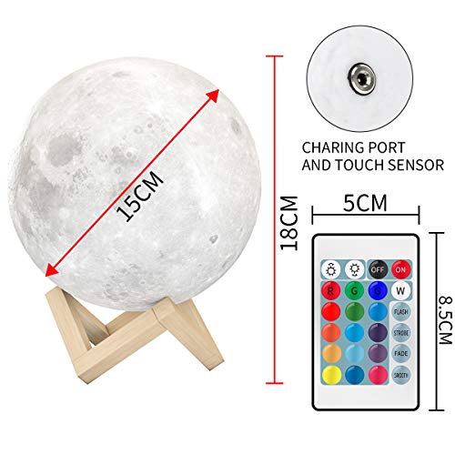 Mond-Lampe EXTSUD 15cm Mond Lampe 16 Farben 3D