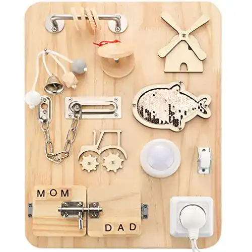 Motorikwand johgee Holz montessori busy board Montessori