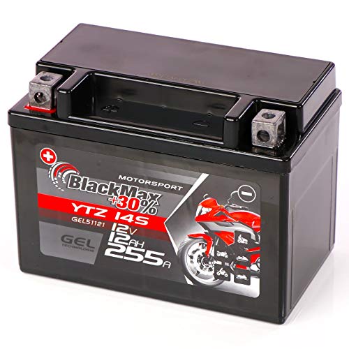 Motorradbatterie 12 V 12 Ah BlackMax YTZ14S, GEL