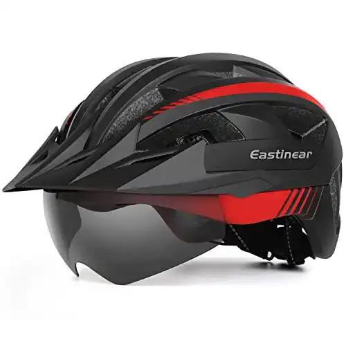 Mountainbike-Helm Herren EASTINEAR mit Visier LED Rücklicht