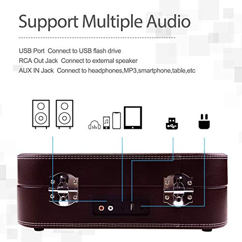 Plattenspieler Bluetooth VOKSUN mit Lautsprecher, Riemenantrieb