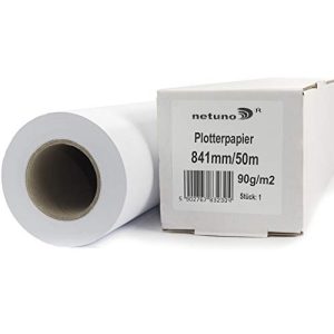 Plotterpapier Netuno 1x Weiß Plotterrolle 841 mm x 50 m 90g/m²