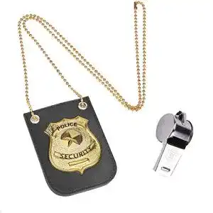 Polizeimarke Bdwing mit Halskette und Pfeife, Kette