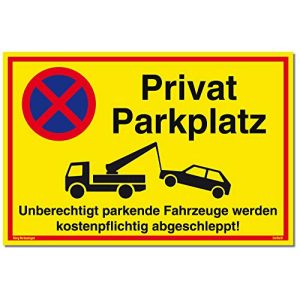 Privatparkplatz-Schild Dreifke, Alu 30×20 cm, gelb, UV-Schutz