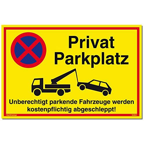 Die beste privatparkplatz schild dreifke alu 30x20 cm gelb uv schutz Bestsleller kaufen