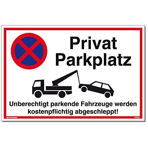 Privatparkplatz-Schild Dreifke, Alu 42 x 30 cm mit UV-Schutz