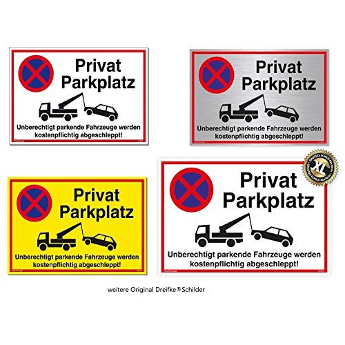 Privatparkplatz-Schild Dreifke, Alu 42 x 30 cm mit UV-Schutz