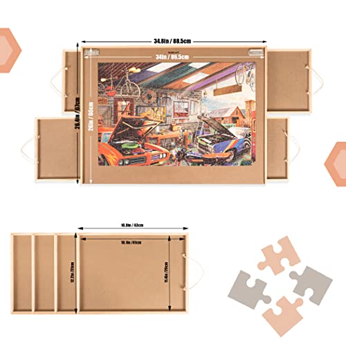 Puzzlebrett LAVIEVERT Puzzletisch mit vier Schiebeschubladen