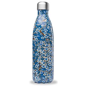 Qwetch-Trinkflasche QWETCH Thermosflasche Flowers Blau 750 ml