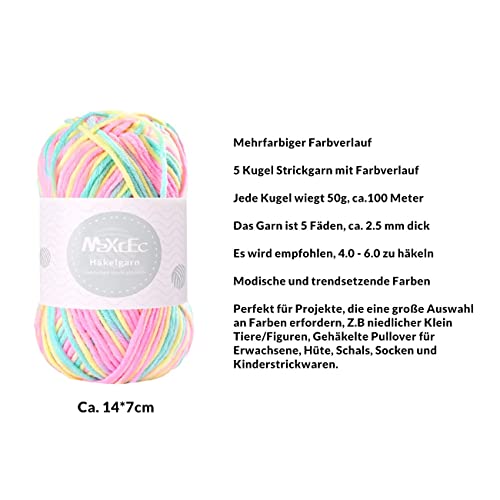 Regenbogen-Wolle M2xcec 250g Acrylgarn, bunt Farbverlauf
