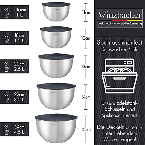 Salatschüssel Winzbacher ® Edelstahl Schüssel 5er Set