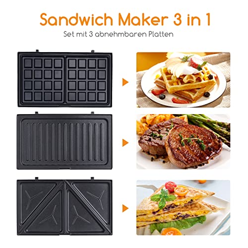 Sandwichmaker 3-in-1 Aigostar, spülmaschinengeeignet