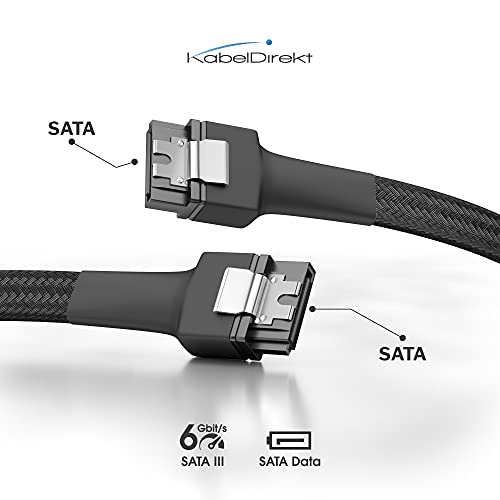SATA-Kabel KabelDirekt, 3X SATA-3-Kabel 6 Gb/s, 60 cm, gerade
