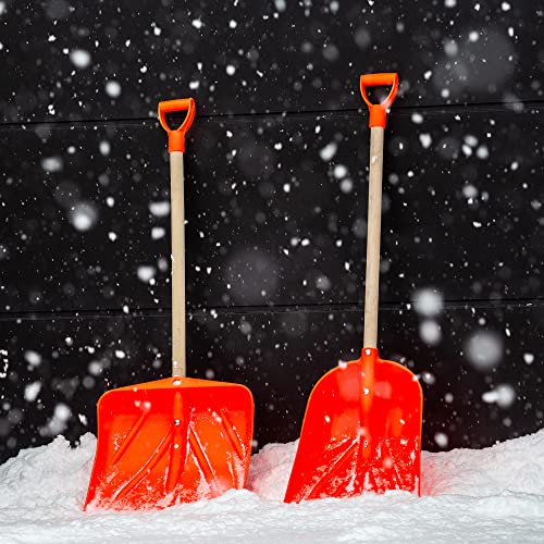 Schneeschieber-Kunststoff KADAX mit Holzstiel, W: 50 cm, Orange
