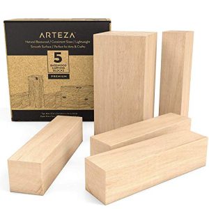 Schnitzholz ARTEZA Linde Holzblöcke, 5-teiliges Set, glatt poliert