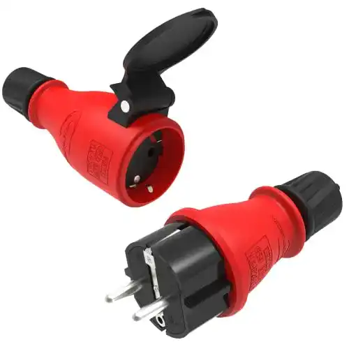 Schuko-Stecker SatShop-Ft Schutzkontakt Stecker & Kupplung Set