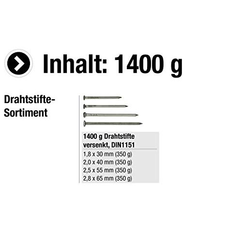 Stahlnägel Connex Drahtstifte-Sortiment, 1400 g, Senkkopf
