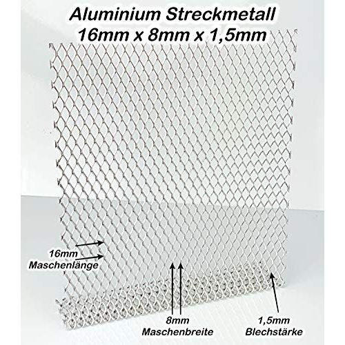 Streckmetall Bestell_dein_lochblech Aluminium 16 x 8 x 1,5 mm