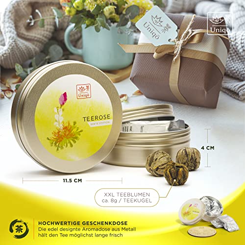 Teeblumen TEA Uniqō Geschenkset mit 6 Teerosen, Weißer Tee