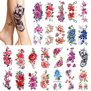 Temporäre Tattoos PHOGARY 24 Stück Frauen große Blumen