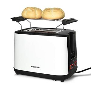 Toaster weiß Navaris Doppelschlitz Toaster mit Brötchenaufsatz