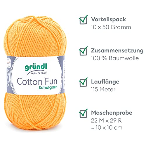 Vegane-Wolle Gründl Cotton Fun Strickgarn/Häkelgarn, 50 g