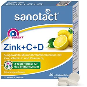 Vitamine (hochdosiert) sanotact Zink+C+D, 20 Zink Lutschtabl.