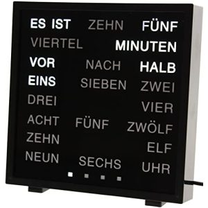 Wortuhr United Entertainment, LED Wort Uhr, schwarz, 17×16.5 cm
