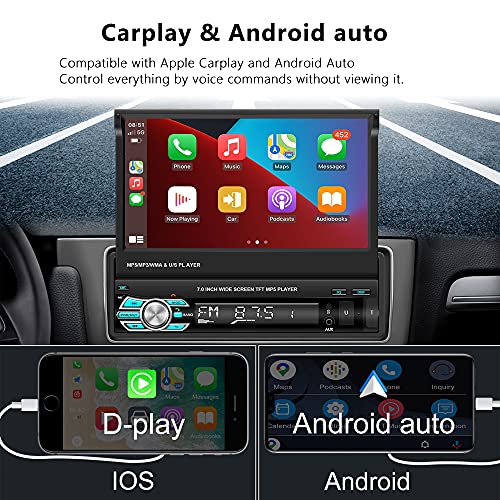Autoradio Apple-Carplay podofo Autoradio 1 Din, 7 Zoll